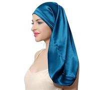 Cuffia for capelli in seta for capelli lunghi Copricapo for dormire in seta for notte for le donne for la cura dei capelli(Blue,50CM)