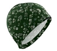 Cuffia impermeabile per nuoto per adulti, per capelli corti, protezione per capelli, alla moda, verde scuro, bella floreale