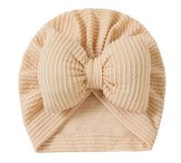 Cuffia in cotone a righe per bambini con grande fiocco traspirante morbido cappello a righe unisex per neonati 0-18 mesi traspirante bambino, cachi, Taglia unica