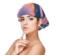 Cuffia in morbido raso per donne che dormono - stampa acque tranquille, regolabile e traspirante, cuffia per dormire per capelli lunghi, ideale per andare a letto, cura dei capelli e dormire
