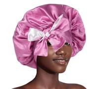 Cuffia in raso a doppio stratoCuffia for capelli in di grandi dimensioni for dormire, cuffia for regolabile riutilizzabile for la cura dei Cappucci for per Home(Pink)