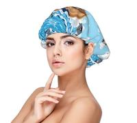 Cuffia in raso con animali sull'arca di Noè, per dormire, a doppio strato, regolabile, elastica, per dormire, da donna, per capelli ricci, colore nero