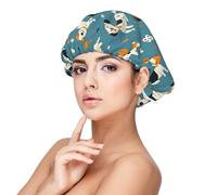 Cuffia in raso con stampa di cuccioli di cane, per donne che dormono, regolabile, a doppio strato, per capelli ricci