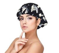 Cuffia in raso con stampa di orso polare, per donne che dormono, regolabile, a doppio strato, per capelli ricci