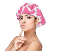 Cuffia in raso rosa con stampa mucca carina per donne che dormono, regolabile a doppio strato in raso per capelli ricci