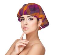 Cuffia in seta a quadri di bufalo viola giallo per dormire, per donne e uomini, regolabile in raso, per dormire, morbida cuffia per dormire