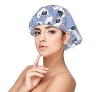 Cuffia in seta blu gabbiani per dormire donne e uomini - Cofano regolabile in raso per dormire, morbida cuffia per capelli per dormire