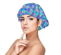 Cuffia in seta blu viola arcobaleno a squame di pesce per dormire donne uomini - regolare il cofano in raso per dormire, morbido cofano per dormire