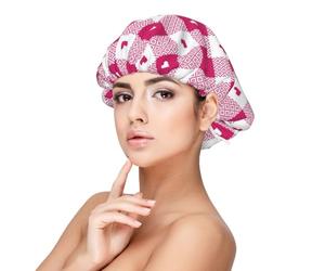 Cuffia in seta con cuore scozzese rosa shocking per dormire donne e uomini - regolare il cofano in raso per dormire, morbido cuffia per dormire