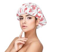 Cuffia in seta con cuori rosa, per dormire, unisex, regolabile, in raso, per dormire, morbida cuffia per dormire