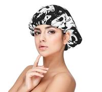 Cuffia in seta con fantasmi spettrali neri e bianchi, per dormire, per donne e uomini, regolabile, in raso, per dormire, morbida cuffia per dormire