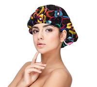 Cuffia in seta con labbra colorate e cuori, per dormire, unisex, regolabile, in raso, per dormire, morbida cuffia per dormire
