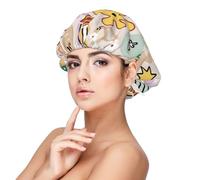 Cuffia in seta con simbolo di pace arcobaleno con fiori per dormire donne e uomini - Cofano in raso regolabile per dormire, morbido cofano per dormire