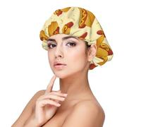 Cuffia in seta con stampa hot dog per dormire donne e uomini - regolare il cofano in raso per dormire, morbido cuffia per dormire