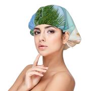 Cuffia in seta con stella marina in spiaggia, per dormire, unisex, regolabile, in raso, per dormire, morbida cuffia per dormire