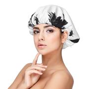 Cuffia in seta monocromatica con corvi volanti, per donne e uomini, regolabile, in raso, per dormire, morbida cuffia per dormire