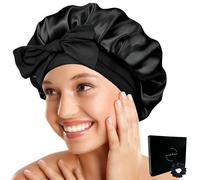 Cuffia in seta per dormire con nastro adatto per tutte le dimensioni e tipi di capelli, protegge i capelli da rotture e doppie punte, mantiene la forma dei ricci, risparmia tempo durante lo styling |