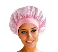 Cuffia in Seta per Dormire da Donna, Cuffia Anti-Macchia per Capelli, Cuffia per Capelli con Fascia Elastica Larga per Uomini e Donne, Cuffia Avvolgente per Capelli, Rosso Chiaro., M