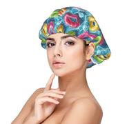 Cuffia in seta per dormire, unisex, morbida, regolabile, colorata, con anello da nuoto, con stampa, in raso, per dormire, comoda cuffia per capelli ricci in seta simile per dormire