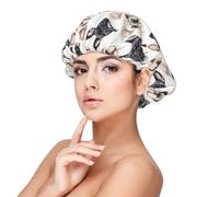 Cuffia in seta per dormire, unisex, morbida, regolabile, con bulldog francese, con stampa 1 in raso elastico per dormire, comoda cuffia per capelli ricci in seta simile per dormire, colore nero