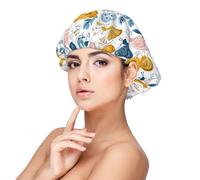Cuffia in seta per dormire, unisex, morbida, regolabile, con fiore bianco, con stampa di lumaca bianca, in raso, per dormire, comoda cuffia per capelli ricci simile alla seta per dormire