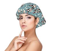 Cuffia in seta per dormire, unisex, morbida, regolabile, con stampa di bulldog francese, 1 cuffia elastica in raso per dormire, comoda cuffia per capelli ricci in seta simile per dormire, nera