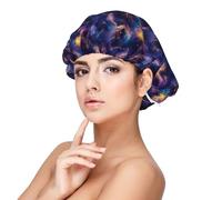 Cuffia in seta per dormire, unisex, morbida, regolabile, con stampa di stelle e draghi, in raso, elastica, comoda per dormire, colore nero