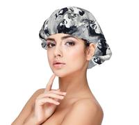 Cuffia in seta per dormire, unisex, regolabile, elastica, con occhi blu, stampa husky, in raso, per dormire, morbida e confortevole, simile a capelli ricci in seta