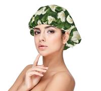 Cuffia in seta per dormire, unisex, regolabile, elastica, con stampa di calle e gigli, per dormire, morbida e confortevole, simile alla seta, capelli ricci in raso per dormire