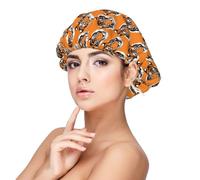 Cuffia in seta per dormire, unisex, regolabile, elastica, con stampa tigre, arancione, in raso, morbida e confortevole, simile alla seta, capelli ricci