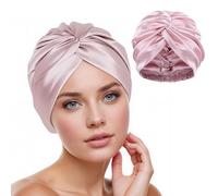Cuffia in seta regolabile per dormire, adatta a tutte le taglie e tipi di capelli, antiscivolo e traspirante, per ricci, capelli lisci e lunghi, cura notturna e viaggio (rosa)