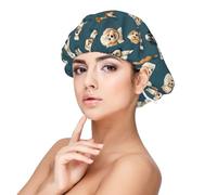 Cuffia in seta satinata con stampa di cane Terrier, per donne che dormono, regolabile, a doppio strato, per capelli ricci