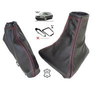 Cuffia Leva Cambio e Freno Per Jaguar X-Type 2001-2009 Pelle Cuciture Rosso