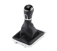 Cuffia Leva Cambio Manuale + Pomello + Ghiera Cromata Telaio Compatibile con Volkswagen Golf 7 Cuciture Nere 6 Marce Set Completo Ricambio Auto