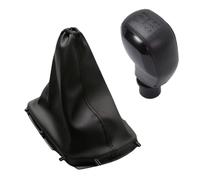 Cuffia Leva Cambio Manuale + Pomello + Ghiera Interna Compatibile con Peugoet 308 2013-2021 Cuciture Nere 5 Marce Set Completo Ricambio Auto (Pomello Nero)