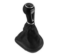 Cuffia Leva Cambio Manuale + Pomello + Ghiera Telaio Compatibile con Seat Leon Altea Toledo 2005-2012 Cuciture Nere Set Completo Ricambio Auto (6 Marce)