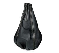 CUFFIA LEVA CAMBIO IN PELLE NERA CON CUCITURE GRIGIE