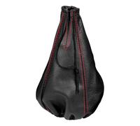 CUFFIA LEVA CAMBIO IN PELLE NERA CON CUCITURE ROSSE