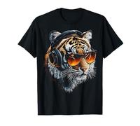 Cuffia musicale con volto di tigre per amanti degli animali Maglietta