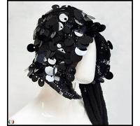 cuffia originale cappello donna elegante moda lusso nero paillette charleston 20