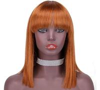 Cuffia parrucca parrucche morbide da donna con frangia parrucca per capelli lisci arancione parrucche di bellezza naturale per stile abbigliamento parrucca