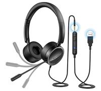 Cuffia PC con Microfono Cuffie USB/3.5 mm Suono Stereo Nitido Auricolare