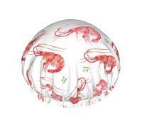 Cuffia per a - Cuffia per a a doppio strato con gamberetti e alghe, riutilizzabile, resistente all'acqua, grande cuffia per a da donna, con fodera in Peva e corda elastica