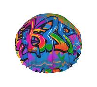 Cuffia per a e cuffia da bagno Graffiti On Wall, doppia protezione ed elastico, cuffia per capelli impermeabile riutilizzabile con fodera in Peva