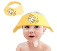Cuffia per baby shower, morbida e regolabile, per bambini, con visiera, per shampoo, protezione per capelli, motivo cartone animato (tigre gialla)