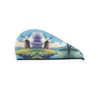 Cuffia per capelli ad asciugatura rapida Beautiful River Windmill - Cuffia da a alla moda e colorata per donna - Cuffia da a comoda ed elegante