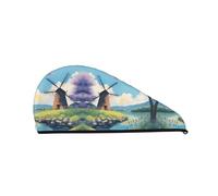 Cuffia per capelli ad asciugatura rapida Beautiful River Windmill - Cuffia da a alla moda e colorata per donna - Cuffia da a comoda ed elegante