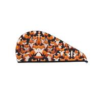 Cuffia per capelli ad asciugatura rapida con tante piccole volpi dei cartoni animati - Cuffia da a colorata e alla moda per le donne - Cuffia da a comoda ed elegante