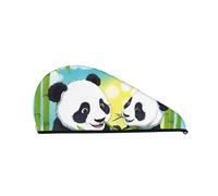 Cuffia per capelli ad asciugatura rapida Two Happy Pandas - Cuffia da a colorata e alla moda per donna - Cuffia da a comoda ed elegante