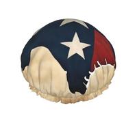 Cuffia per capelli con bandiera del Texas, con due stelle bianche, con fascia elastica regolabile e vibrante, cuffia da doccia da donna, riutilizzabile e impermeabile